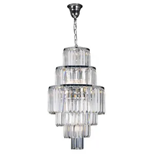 Celestial 39cm 9 Light 6 Tier Crystal Glass Chandelier, Chrome by Lighting Inspirations, a Chandeliers for sale on Style Sourcebook