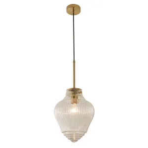 Ridge Pendant Light Black Cord, Satin Brass by Lighting Inspirations, a Fixed Lights for sale on Style Sourcebook