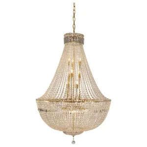 Classique Grand 27 Light Basket Crystal Glass Chandelier, Satin Brass by Lighting Inspirations, a Chandeliers for sale on Style Sourcebook