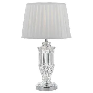 Adam Table Lamp, Clear Chrome Base & White Shade by Telbix, a Lamps for sale on Style Sourcebook