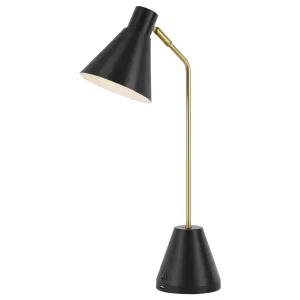 Ambia Table Lamp with USB, Brass Tube & Black by Telbix, a Lamps for sale on Style Sourcebook