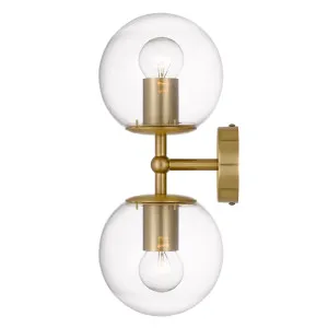 Eterna 2 Lights Wall Lamp, Antique Gold with Clear Glass by Telbix, a Wall Lighting for sale on Style Sourcebook