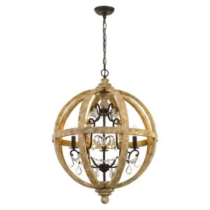Florin 5 Pendant, Clear Glass, Wood, Iron by Telbix, a Chandeliers for sale on Style Sourcebook