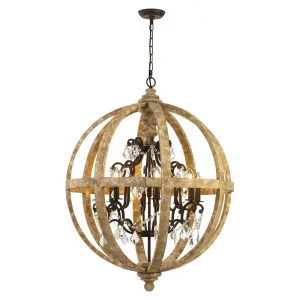 Florin 8 Pendant, Clear Glass, Wood, Iron by Telbix, a Chandeliers for sale on Style Sourcebook