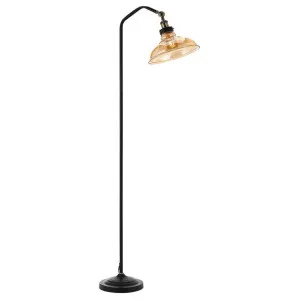 Hertel Floor Lamp, Black Base & Amber Shade by Telbix, a Lamps for sale on Style Sourcebook
