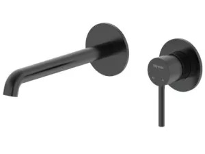 Projix Curved Wall Mixer Set 220mm Spout Lf | Made From Brass In Black By Raymor by Raymor, a Bathroom Taps & Mixers for sale on Style Sourcebook