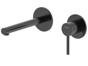 Projix Straight Wall Mixer Set 180mm Spout Lf | Made From Brass In Black By Raymor by Raymor, a Bathroom Taps & Mixers for sale on Style Sourcebook