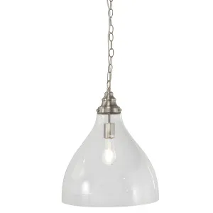 Keys Classic Glass Chain Pendant with Brushed Nickel Accents Large by Lighting Inspirations, a Lighting for sale on Style Sourcebook