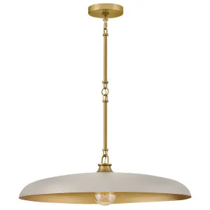 Hinkley Sadie Large Brass Disc Pendant with Wide Open Base Lacquered Brass with Light Taupe by Hinkley, a Lighting for sale on Style Sourcebook
