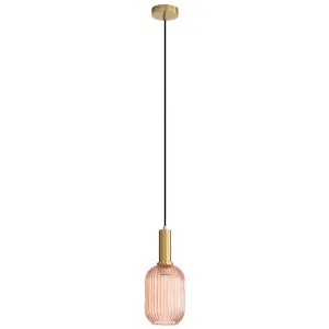 Oriel Lighting Luxe.130 Handcrafted Reeded Glass Pendant Rust Pink by Oriel Lighting, a Lighting for sale on Style Sourcebook