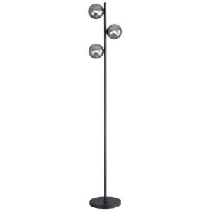 Oriel Lighting Valcross Trio Glass Orb Floor Lamp Black with Smoke Glass by Oriel Lighting, a Lamps for sale on Style Sourcebook