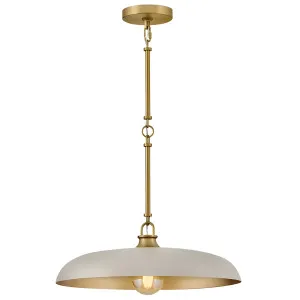 Hinkley Sadie Medium Brass Disc Pendant with Wide Open Base Lacquered Brass with Light Taupe by Hinkley, a Lighting for sale on Style Sourcebook