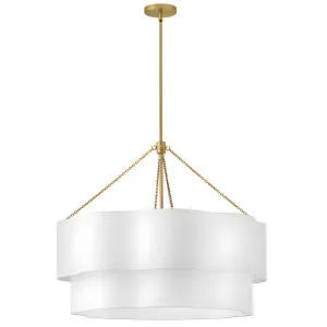 Hinkley Gwen Contemporary Layered Fabric Drum Pendant Lacquered Brass by Hinkley, a Lighting for sale on Style Sourcebook