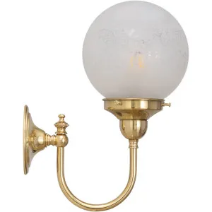 Luke Modern Vintage Wall Light with Sheffield Opal Glass Orb Polished Brass by Lighting Inspirations, a Wall Lighting for sale on Style Sourcebook