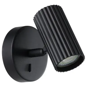 Eglo Portillo Modern Fluted LED Indoor Wall Light with Adjustable Spotlight Head Black by Eglo, a Wall Lighting for sale on Style Sourcebook