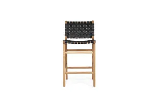 Altadena Leather Counter Stool - Black Woven by Azure Interiors, a Bar Stools for sale on Style Sourcebook