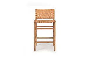 Altadena Leather Counter Stool - Natural Woven by Azure Interiors, a Bar Stools for sale on Style Sourcebook