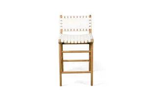 Altadena Leather Counter Stool - White Woven by Azure Interiors, a Chairs for sale on Style Sourcebook
