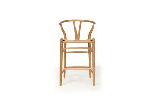 Wishbone Counter Stool - Natural Oak Tan Cord by Azure Interiors, a Bar Stools for sale on Style Sourcebook