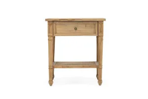 Harrison Cane Bedside Table - 57cm Weathered Oak by Azure Interiors, a Tables for sale on Style Sourcebook