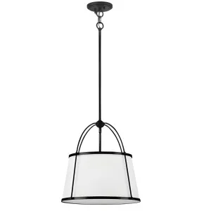Hinkley Clarke Modern Classic Drum Pendant with Linen Fabric Shade Black and White by Hinkley, a Lighting for sale on Style Sourcebook