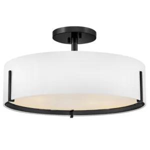 Hinkley Halle Medium Linen Drum Shade Semi-Flush Mount Ceiling Light Black by Hinkley, a Lighting for sale on Style Sourcebook