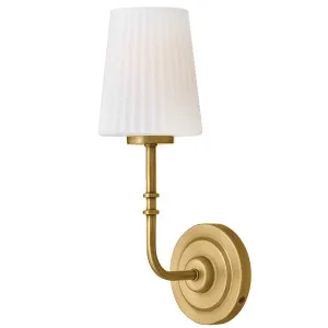 Hinkley McKenna Elegant Pleated Opal Glass Wall Light Lacquered Brass by Lighting Inspirations, a Wall Lighting for sale on Style Sourcebook