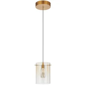 Telbix Crevil Statement LED Pendant with Gradient Glass Shade Antique Gold with Amber Glass by Telbix, a Lamps for sale on Style Sourcebook