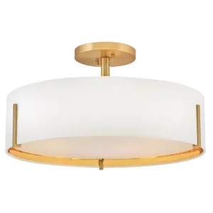 Hinkley Halle Medium Linen Drum Shade Semi-Flush Mount Ceiling Light Lacquered Brass by Hinkley, a Lighting for sale on Style Sourcebook