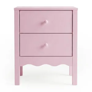 Bellea 45cm Pine Two Drawer Bedside Table in Pink by Luxo Furniture, a Bedside Tables for sale on Style Sourcebook