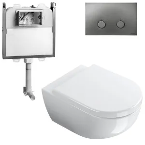Catalano Sfera Wall Hung Toilet Suite with Standard Soft Close Seat - Includes Rogerseller Cistern & Flushplate Graphite SFERAWHSTDGR by Catalano, a Toilets & Bidets for sale on Style Sourcebook
