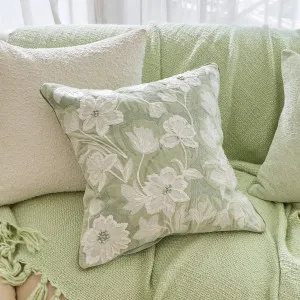 Muse Floriah Embroidered Cushion Matcha Green by Muse, a Cushions, Decorative Pillows for sale on Style Sourcebook