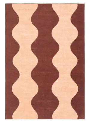 Merida Mulberry and Beige Wave Washable Rug by Miss Amara, a Kids Rugs for sale on Style Sourcebook