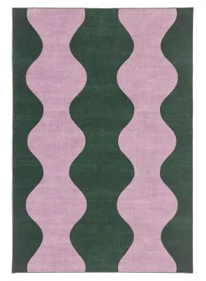 Cuenca Green and Purple Wave Washable Rug by Miss Amara, a Kids Rugs for sale on Style Sourcebook