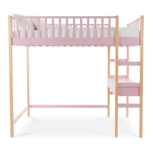 Tressa Solid Pine Loft Bed with Study Desk in Pink Natural by Luxo Furniture, a Kids Beds & Bunks for sale on Style Sourcebook