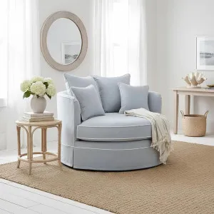 Noosa Hamptons Snuggle Chair Beach with white piping ETA 30/01/2026 by Florabelle Living, a Chairs for sale on Style Sourcebook