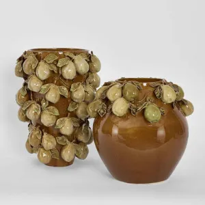 Pear Tall Vase Brown & Cream ETA 24/03/2026 by Florabelle Living, a Vases & Jars for sale on Style Sourcebook