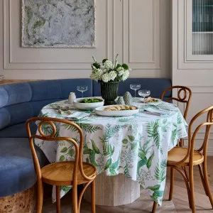 Botanical Fern Green/Blue Tablecloth Linen Cotton Blend 150x350cm by Madras Link, a Table Cloths & Runners for sale on Style Sourcebook