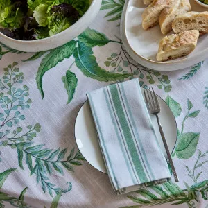 Fern Green/Blue Stripe Cotton Napkin Set 4 by Madras Link, a Napkins for sale on Style Sourcebook