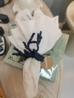 S/4 Coastal Coral Beaded Napkin Rings 12cm Blue by Coast to Coast, a Napkins for sale on Style Sourcebook