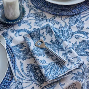 Set/4 Handblock Print Samara Dark Blue Cotton Napkins by Madras Link, a Napkins for sale on Style Sourcebook