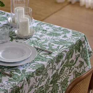 Handblock Print Samara Green Tablecloth 150x230cm by Madras Link, a Table Cloths & Runners for sale on Style Sourcebook