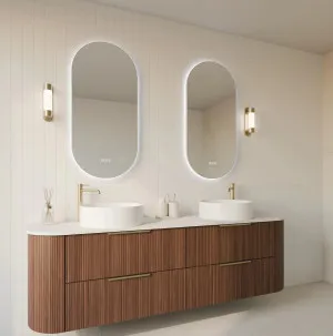 Orvis B Framed Pill Shaped LED Mirror available in 2 sizes Gun Metal 900mm x 450mm by Luxe Mirrors, a Illuminated Mirrors for sale on Style Sourcebook