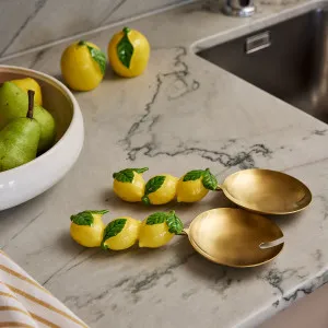 Set/2 Lemons Salad Server Set Stainless Steel by Madras Link, a Salad Bowls & Servers for sale on Style Sourcebook