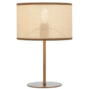 Telbix Velice Woven Paper Raffia Table Lamp with Metal Base - Vintage Brass and Natural by Telbix, a Lighting for sale on Style Sourcebook