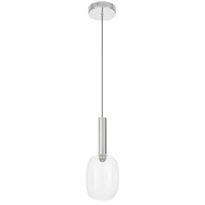 Telbix Obris Curved Clear Glass LED Pendant - Chrome by Telbix, a Lighting for sale on Style Sourcebook