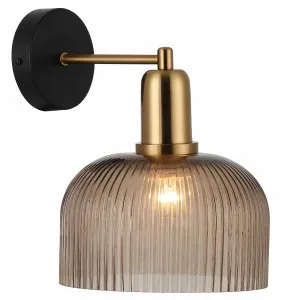CLA Vintaj Ribbed Glass Dome Wall Light with Antique Brass Accent - Amber by Compact Lamps Australia, a Wall Lighting for sale on Style Sourcebook