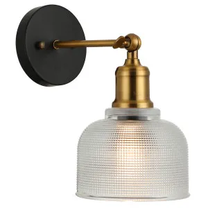 CLA Bell Textured Glass Dome Wall Light with Brass Accent - Clear by Compact Lamps Australia, a Wall Lighting for sale on Style Sourcebook