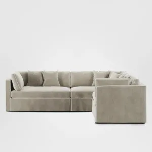 Marbella Modular Sofa Natural with White Piping - Right Facing by OneWorld Collection, a Decorative Accessories for sale on Style Sourcebook