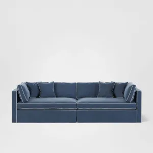 Marbella 4 Seat Sofa Navy W/White Piping by OneWorld Collection, a Plants for sale on Style Sourcebook